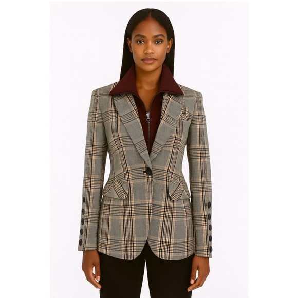 Veronica Beard Jackets & Blazers - Veronica Beard Steele Dickey Plaid Jacket Blazer w/ maroon Dickey insert size 0